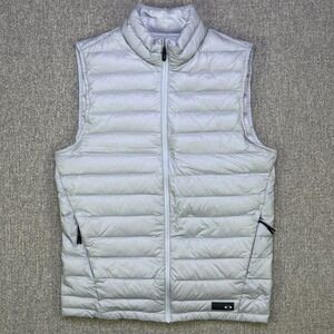 Oakley Metallic Silver Duck Down Puffer Vest Mens M Quilted Lightweight NWOT